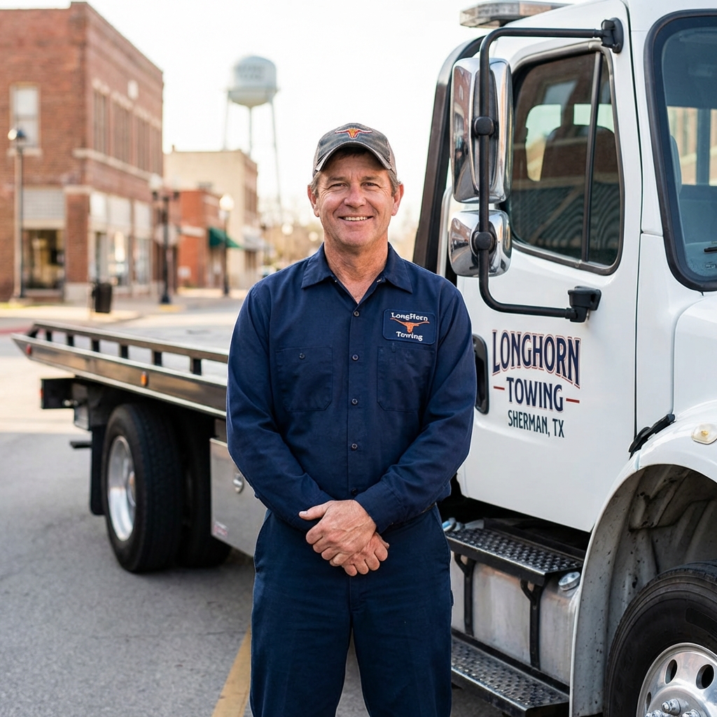 Experienced and professional LongHorn Towing technician in Sherman TX