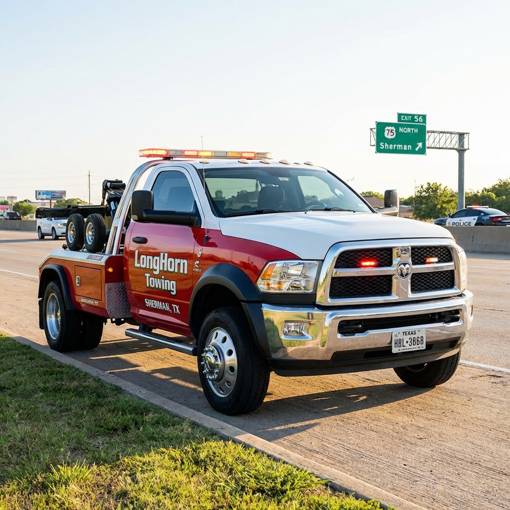 Professional towing and roadside assistance in Sherman TX by LongHorn Towing