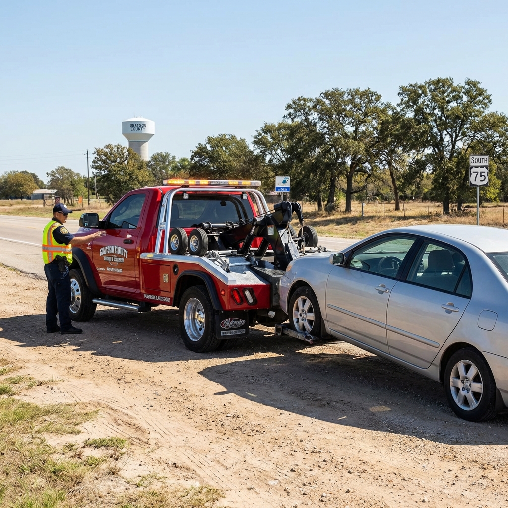 Wheel-lift wrecker towing and vehicle recovery Sherman Tx LongHorn Towing